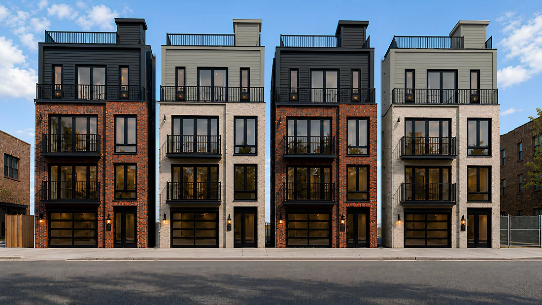 The four buildings at 421–427 Sixth Street